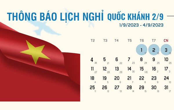 Thông Báo Lịch Nghỉ Lễ Quốc Khánh 2/9 Năm 2023