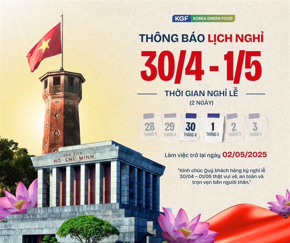 [THÔNG BÁO] LỊCH NGHỈ LỄ 30/4 – 1/5/2025