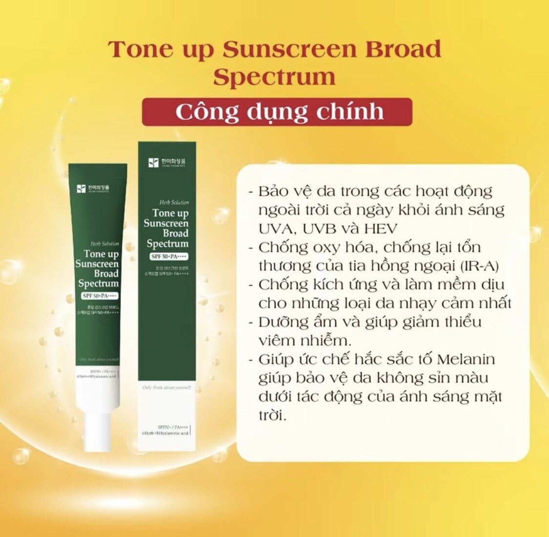Tone up - Kem chống nắng phổ rộng - Suncream Broad Spectrum Hanmi Cosmetic SPF 50+ PA++++
