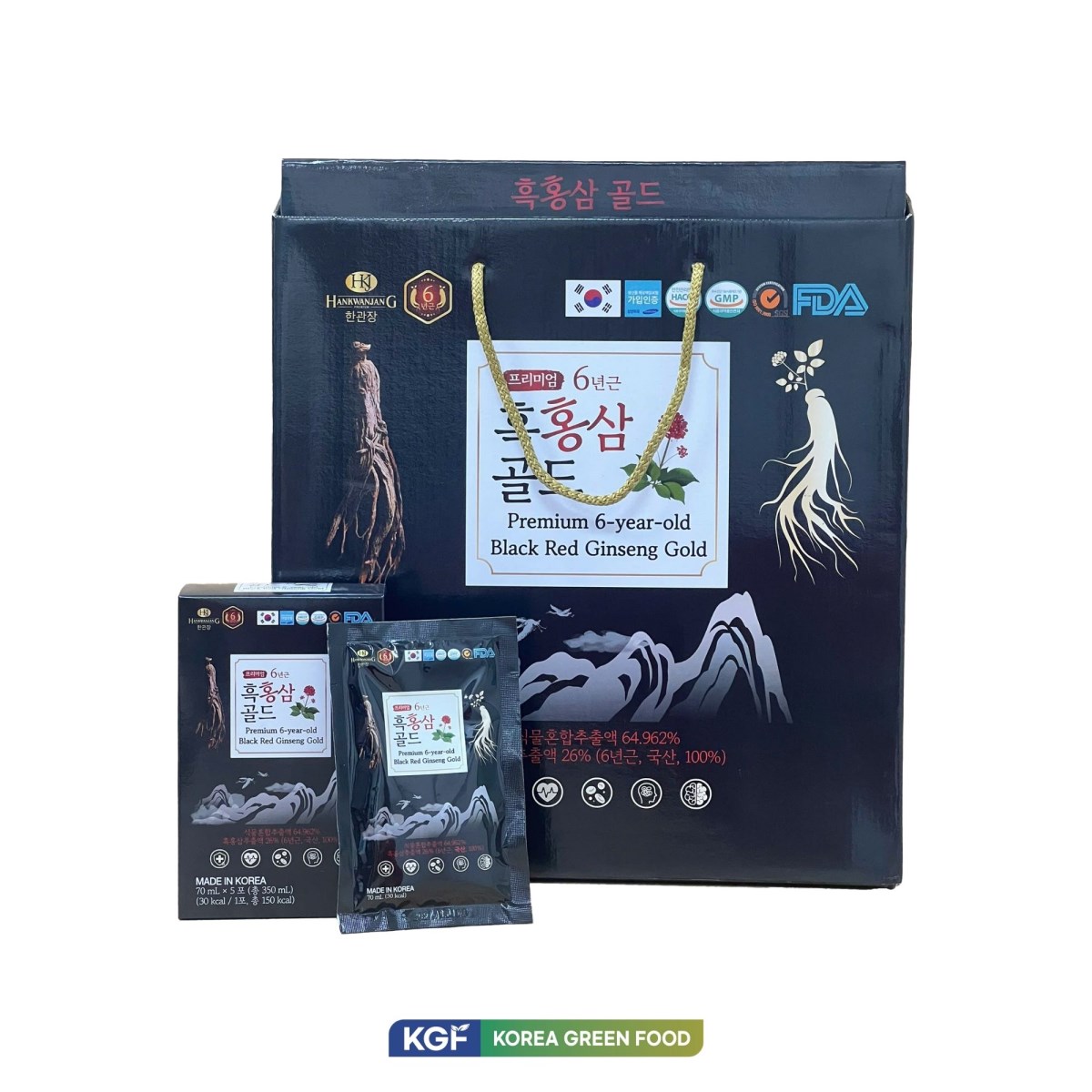 Thực phẩm bổ sung Premium 6-year-old Black Red Ginseng Gold (Nước hắc hồng sâm cao cấp 6 năm tuổi)