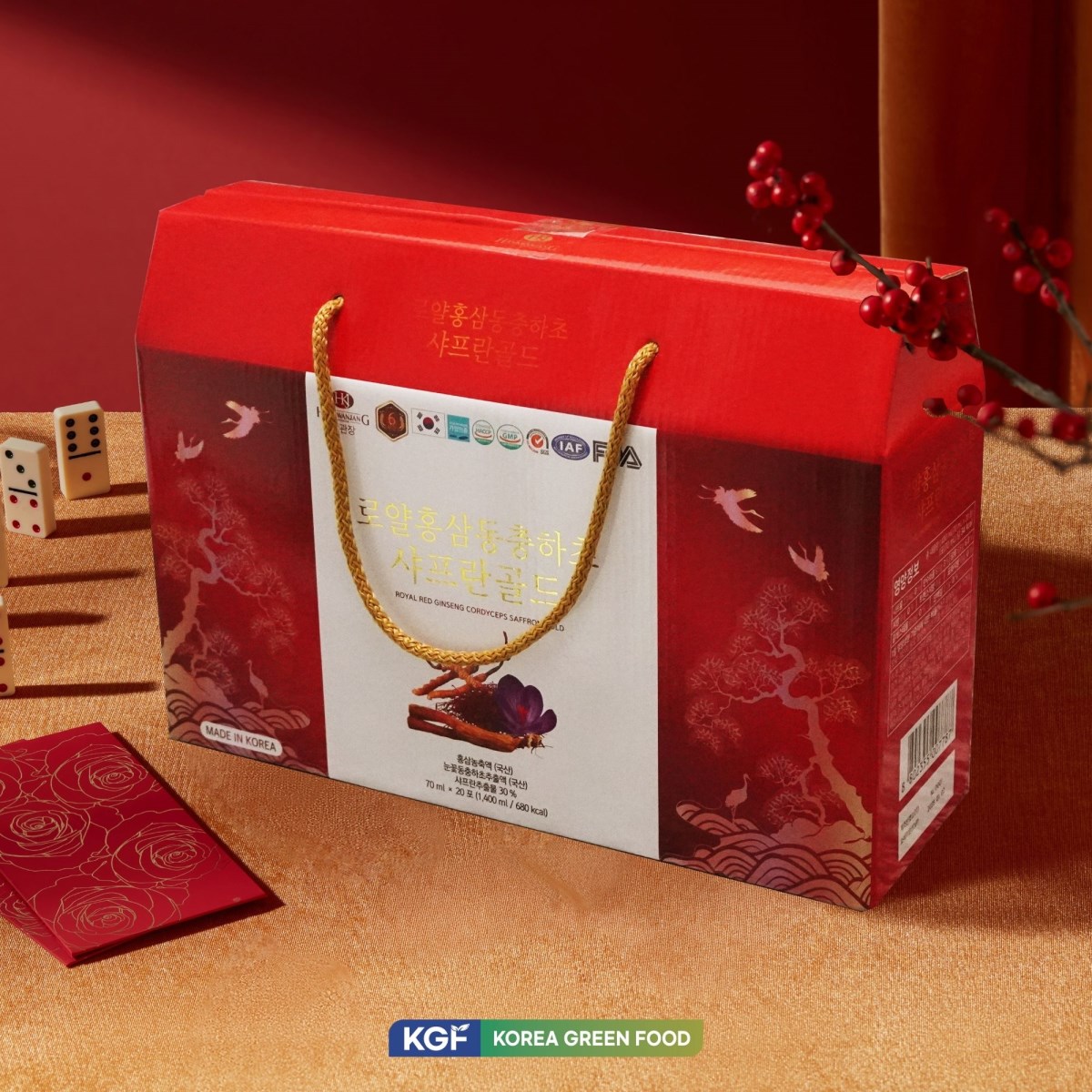 Thực phẩm bổ sung Royal Red Ginseng Cordyceps Saffron Gold (20 gói và 60 gói)
