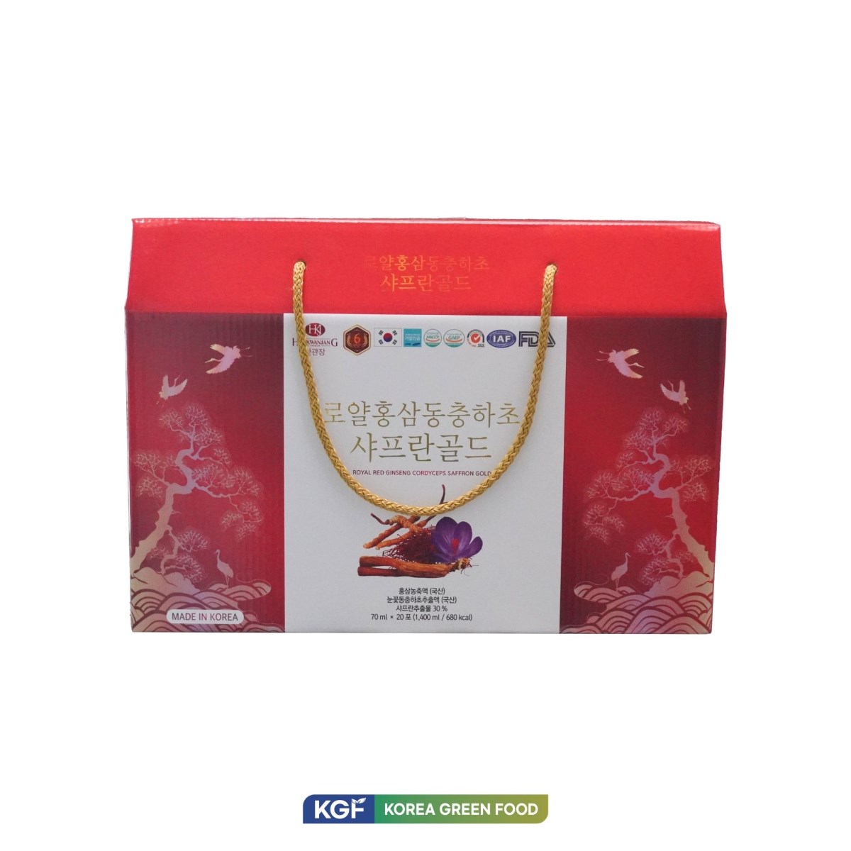 Thực phẩm bổ sung Royal Red Ginseng Cordyceps Saffron Gold (20 gói và 60 gói)