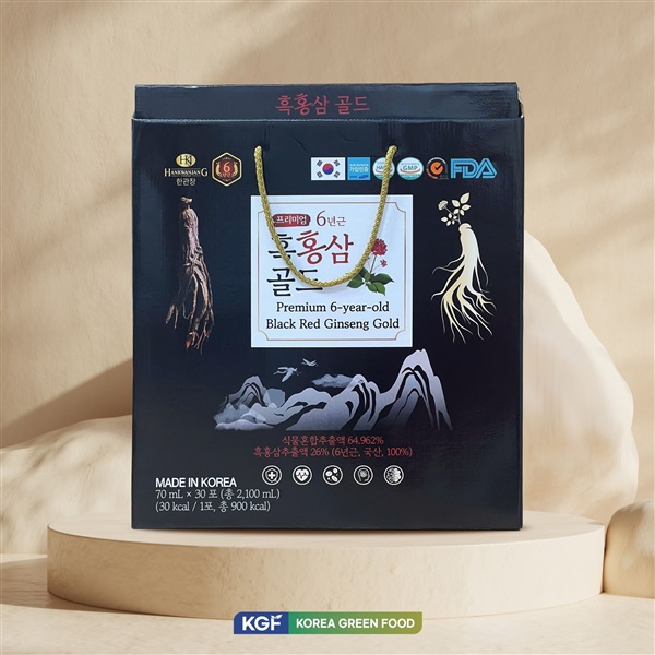 Thực phẩm bổ sung Premium 6-year-old Black Red Ginseng Gold (Nước hắc hồng sâm cao cấp 6 năm tuổi)