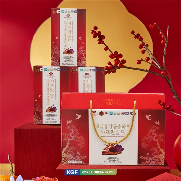 Thực phẩm bổ sung Royal Red Ginseng Cordyceps Saffron Gold (20 gói và 60 gói)