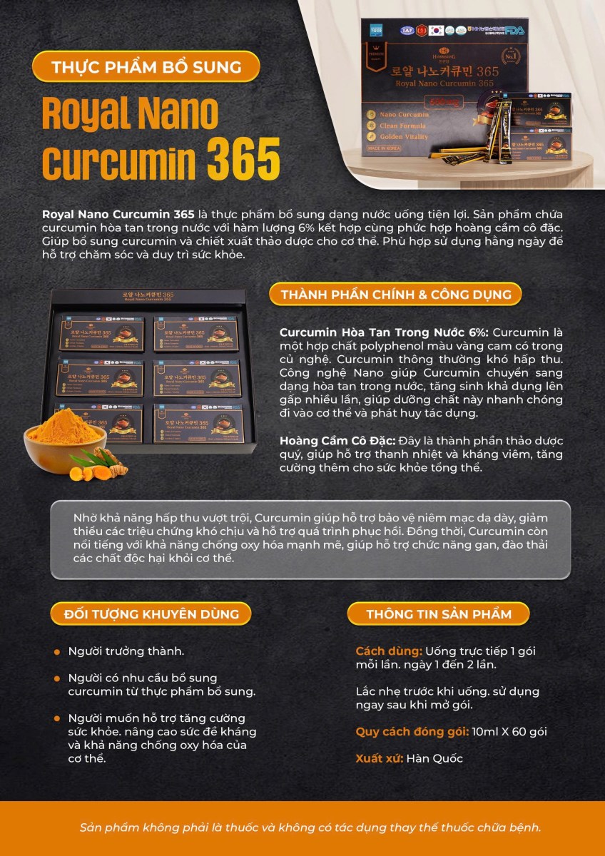 Thực phẩm bổ sung Nano Curcumin Collagen 365 Gold