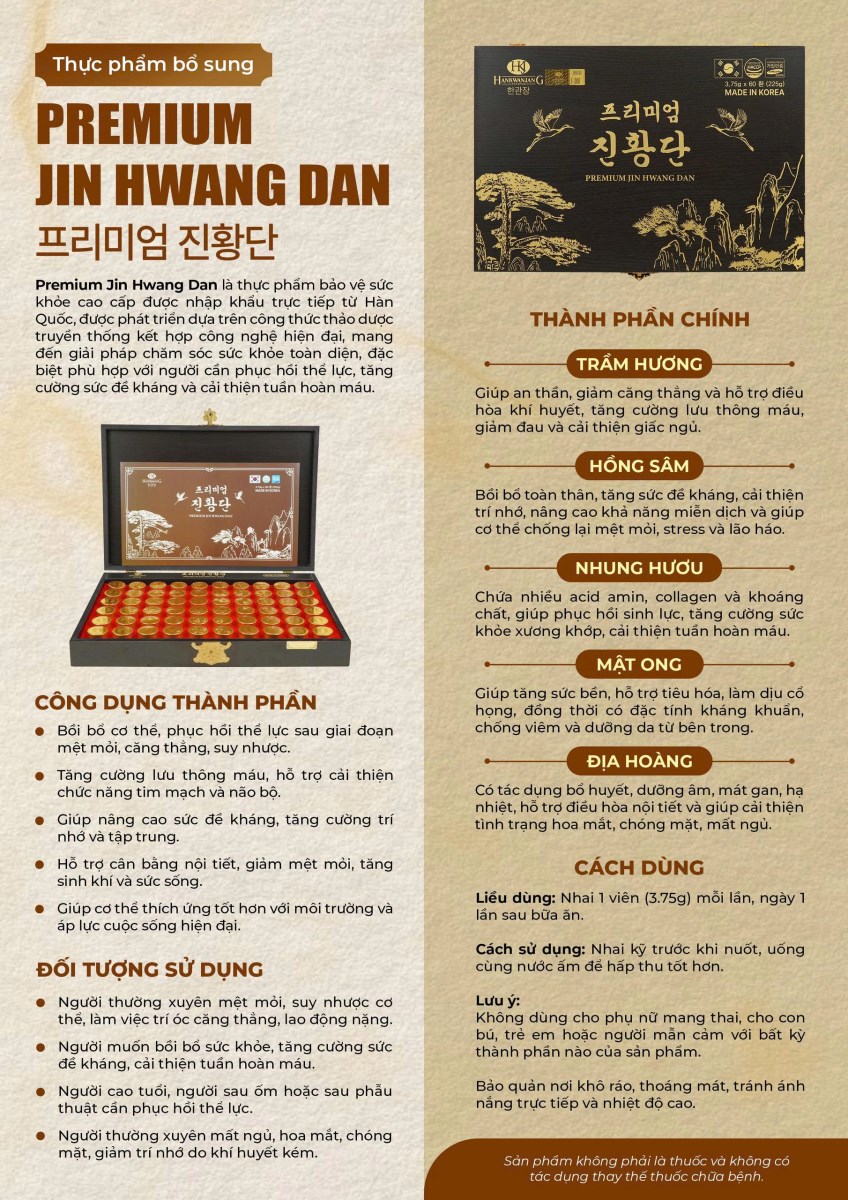 Thực phẩm bổ sung Premium Jin Hwang Dan