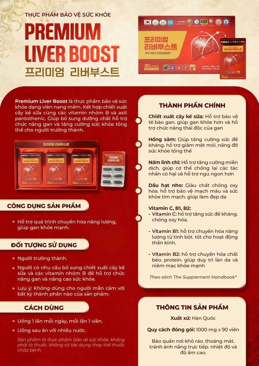 Thực phẩm bảo vệ sức khỏe Premium Liver Boost