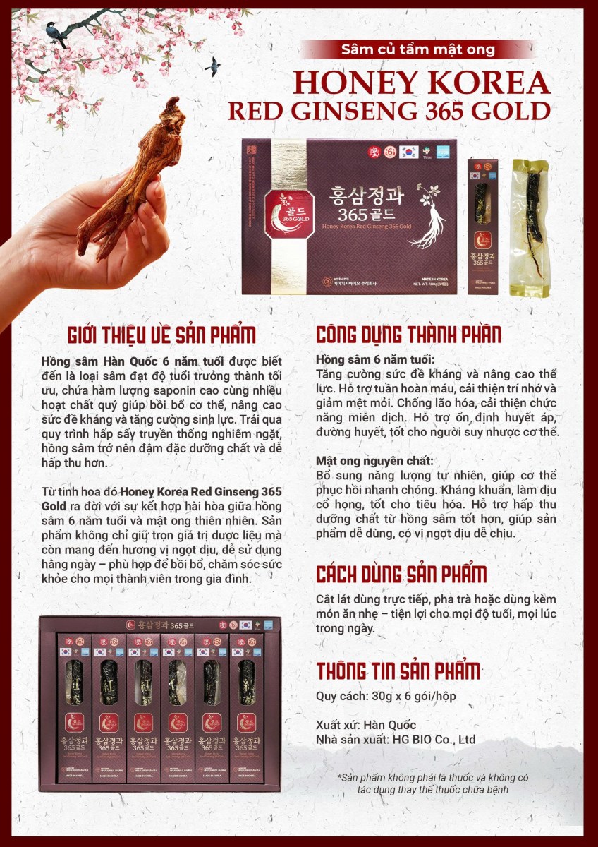 Hồng sâm Hàn Quốc tẩm mật ong 365 Gold (Honey Korea Red Ginseng 365 Gold)